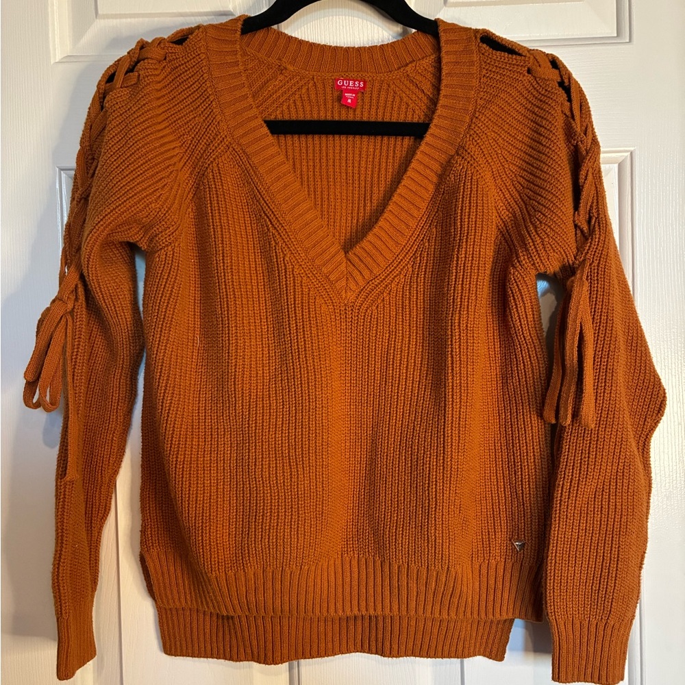 Guess Women's V-Neck Sweater in Rich Brown